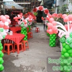 Trang trí đường dẫn bong bóng tiệc cưới tại nhà DDTC037