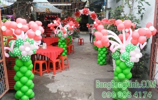 Trang trí đường dẫn bong bóng tiệc cưới tại nhà DDTC037