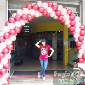 Cổng chào khai trương sự kiện màu đỏ trắng CC056