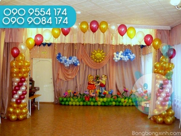 Trang trí sân khấu sinh nhật cho bé SK055 Trang trí sân khấu sinh nhật cho bé SK055