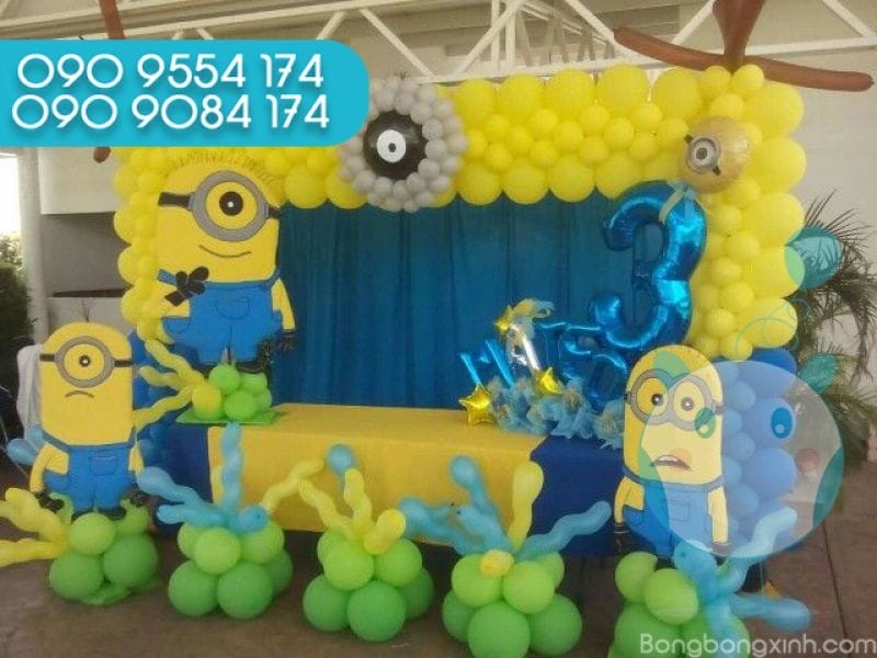 Trang trí bàn quà sinh nhật Minion 0131 Trang trí bàn quà sinh nhật Minion 0131