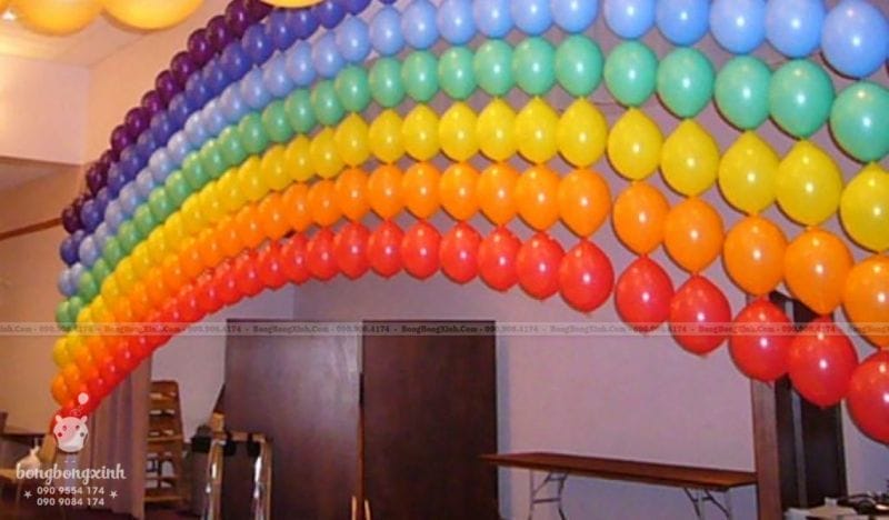 Tường bong bóng sinh nhật mái vòm TBB051 Tường bong bóng sinh nhật mái vòm TBB051