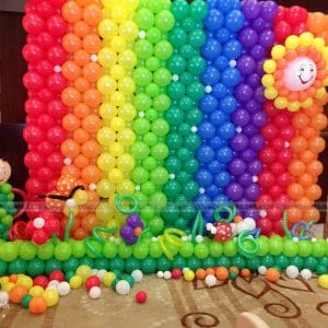 Tiểu cảnh sinh nhật bong bóng Rainbow
