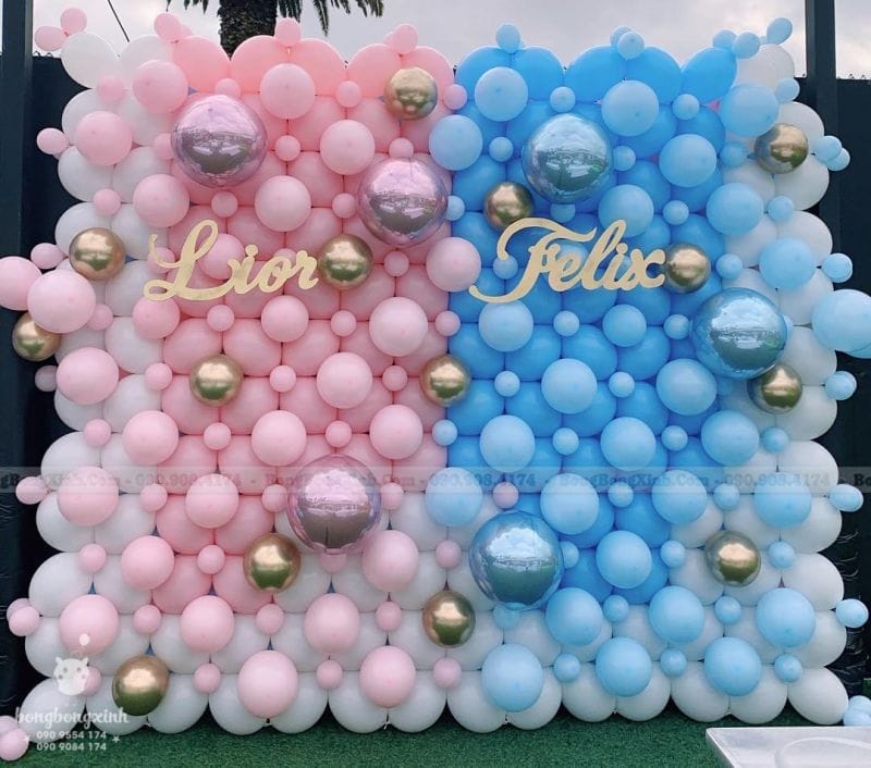 Backdrop bong bóng hồng và xanh dương BBBN137 Backdrop bong bóng hồng và xanh dương BBBN137