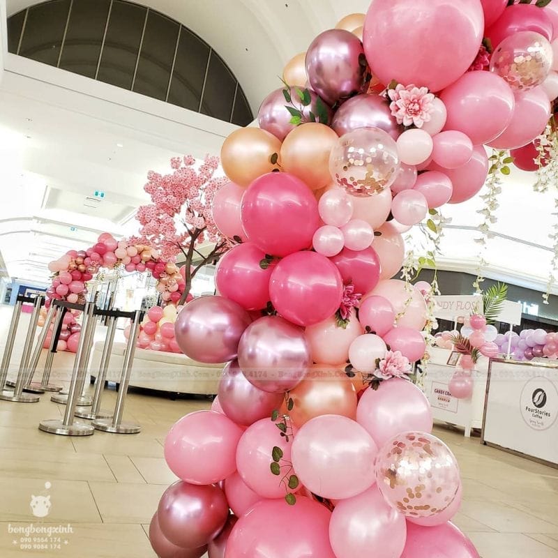 Bộ sản phẩm khai trương màu hồng trang trí văn phòng KTVP004