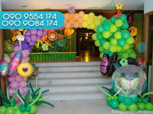 Cổng bong bóng chủ đề rừng xanh Cổng bong bóng chủ đề rừng xanh