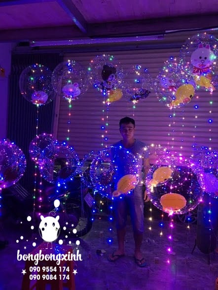 Bong bóng bay độc đáo với kết hợp đèn nhiều màu trang trí sinh nhật BB073