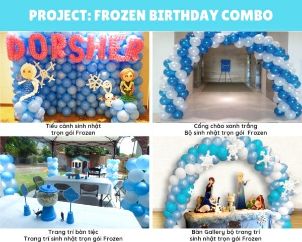 Bộ sản phẩm trang trí sinh nhật trọn gói chủ đề Frozen