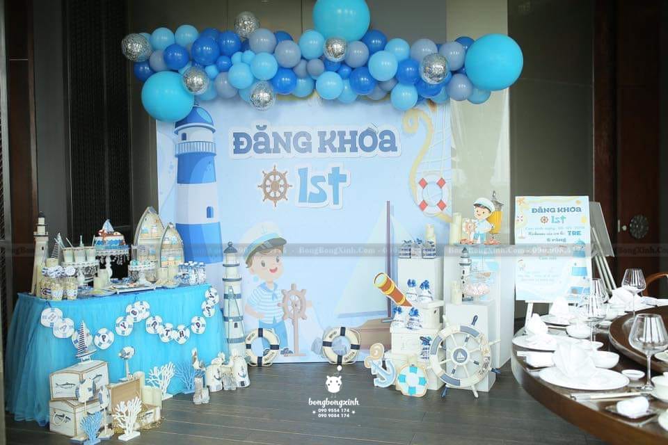 Backdrop sinh nhật bới bong bóng đơn giản cho bé trai BBBN150