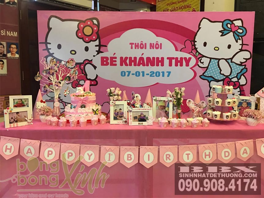 Chủ đề trang trí sinh nhật Hello Kitty màu hồng