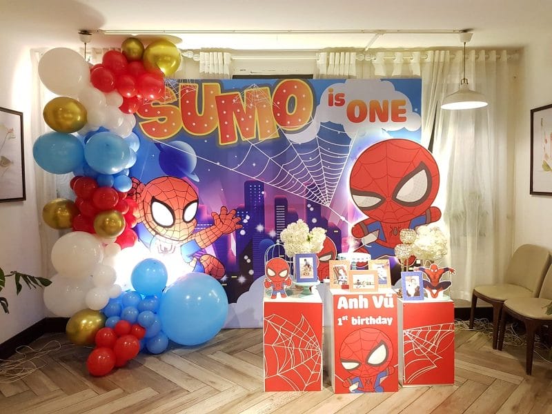 Backdrop sinh nhật chủ đề siêu nhân