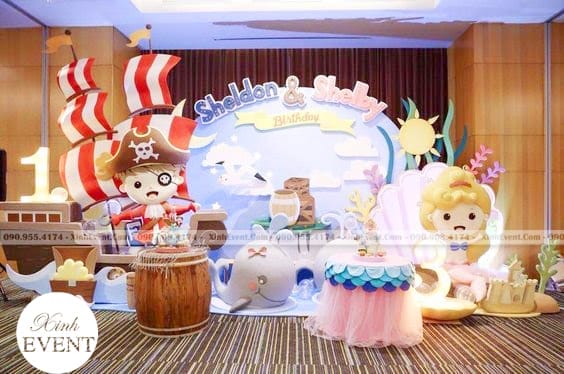 Trang trí sinh nhật 3D chủ đề cướp biển cho bé trai XV187