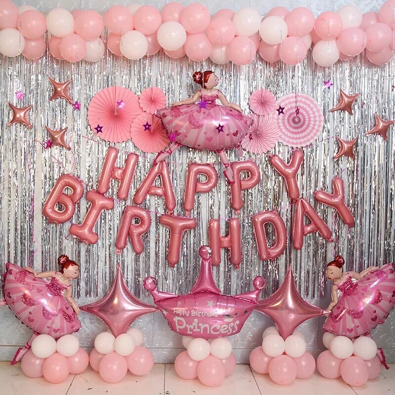 Bộ phụ kiện rèm bạc kết hợp hồng cho bé gái Bộ phụ kiện rèm bạc kết hợp hồng cho bé gái