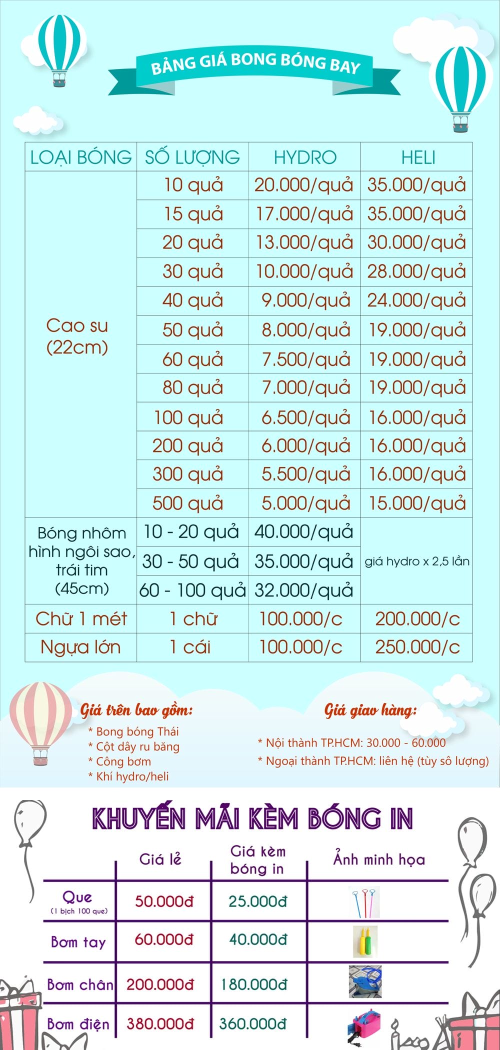 Báo giá bong bóng bay Báo giá bong bóng bay