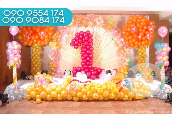 Trang trí sân khấu thôi nôi cho bé gái SK058