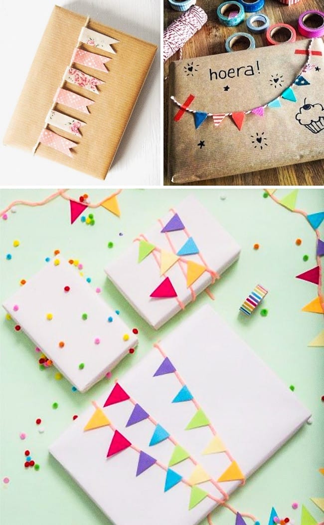 Những lá cờ tí hon trang trí bên ngoài hộp quà