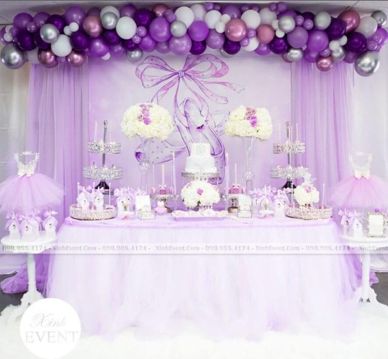Mẫu trang trí sinh nhật người lớn màu tím XV215