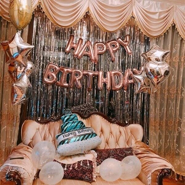 Rèm hồng trang trí phòng sinh nhật lãng mạn Rèm hồng trang trí phòng sinh nhật lãng mạn