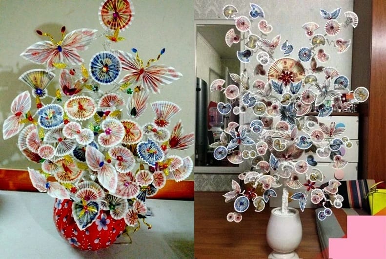 Trang trí cây tài lộc bằng tiền cho ngày tết