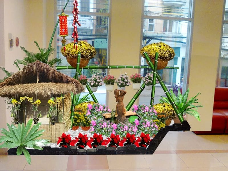 Trang trí tết công ty bằng tiểu cảnh