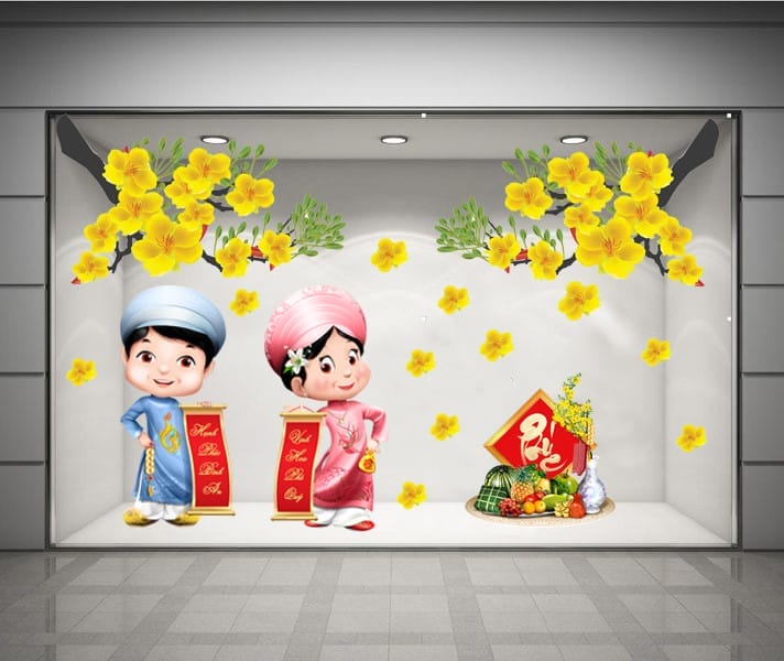 Trang trí tết handmade với decal dán tường