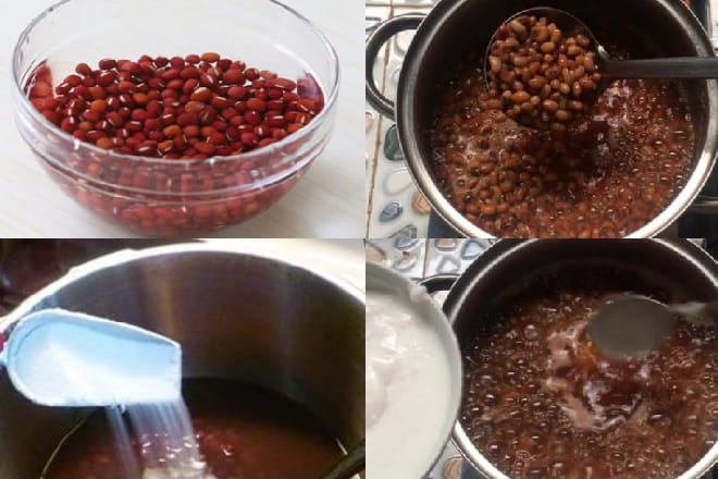 Nấu canh đậu đỏ nước cốt dừa