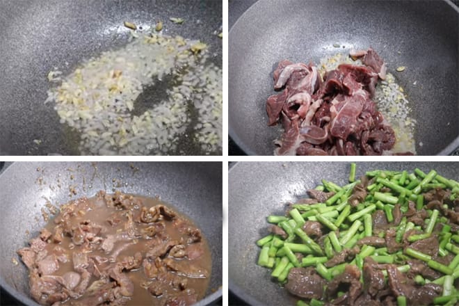 Cách làm thịt bò xào măng tây sốt dầu hào
