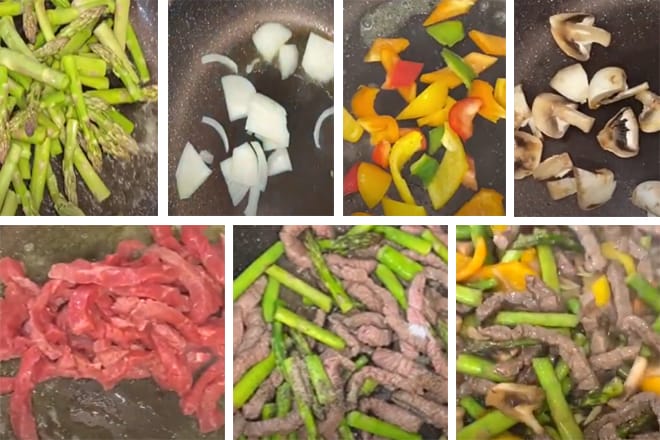 Cách xào măng tây xào nấm