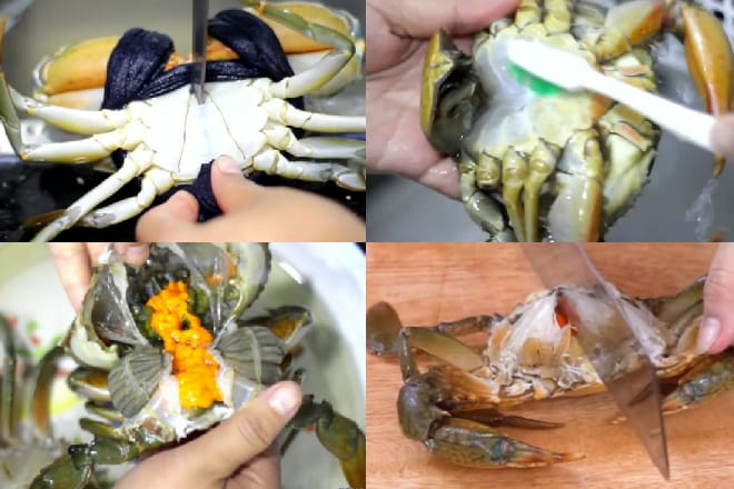 Cắt cua thành bốn phần