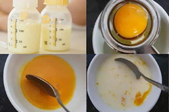 Trộn trứng với sữa để làm bánh flan