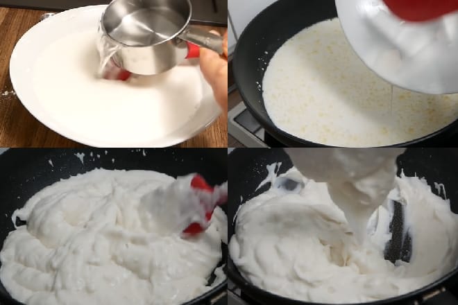 Khuấy bột trên bếp