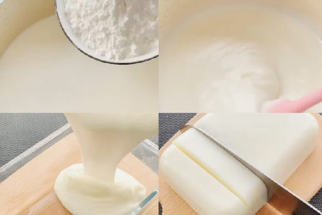 5 cách làm sữa tươi giòn tan tại nhà cực béo ngậy Trộn bột sắn dây