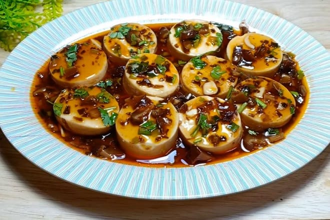 Đậu hũ non sốt nấm cay