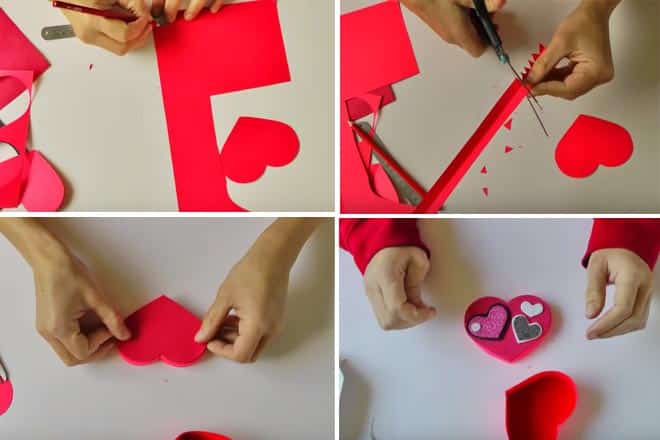 làm nắp hộp quà trái tim