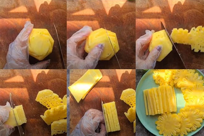 Cách cắt dứa cuộn